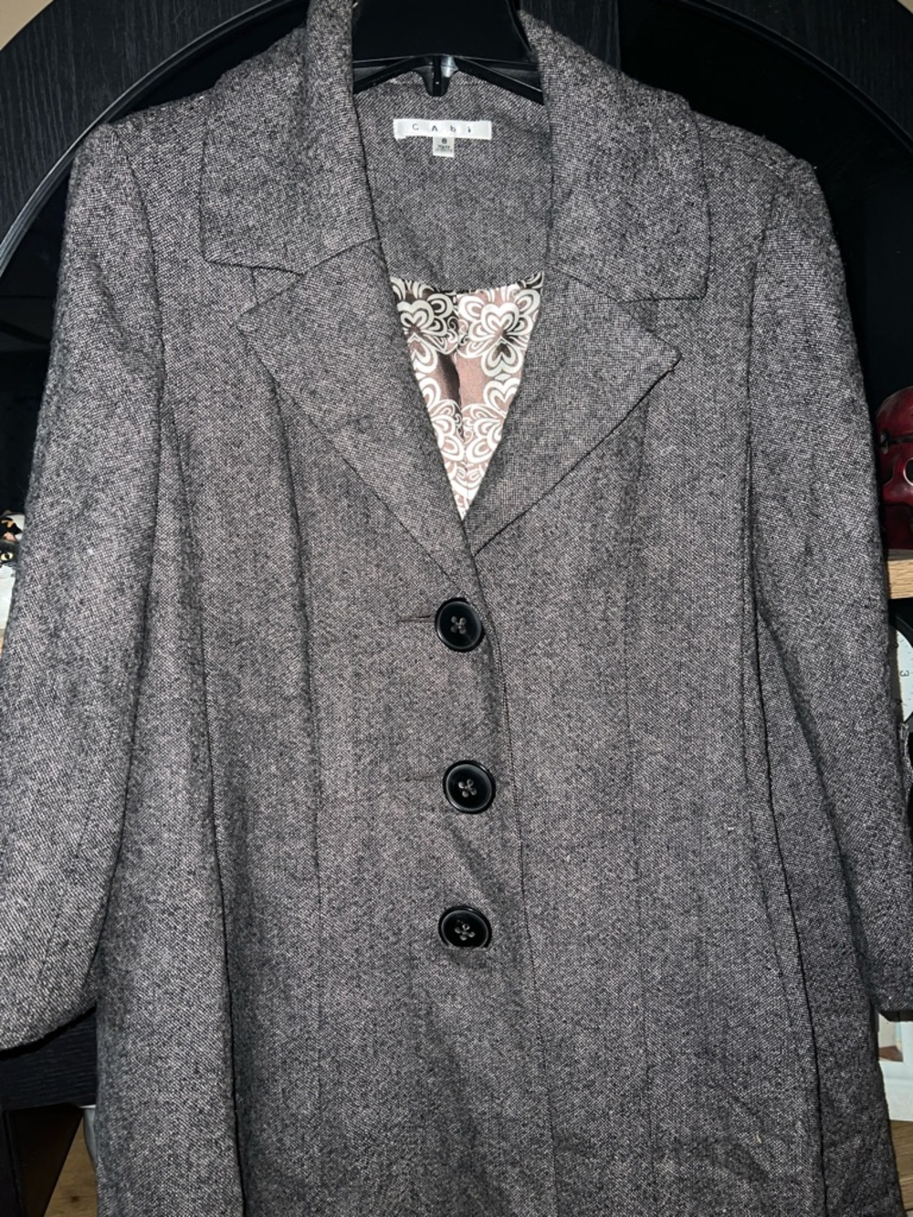 CAbi Taupe-Gray A-Line Wool-Blend Pea Coat 8 - Picture 4 of 16
